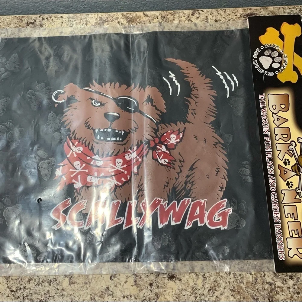 Scallywag flags: Pirate Dog 2 Sided, Weather Resist Flag New